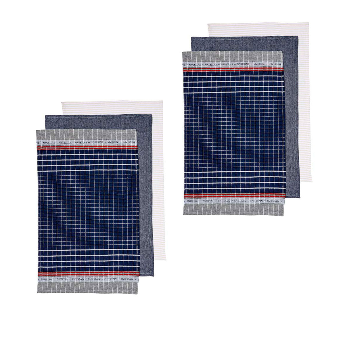 Ladelle Entertainer Set of 6 Cotton Kitchen Towels Navy