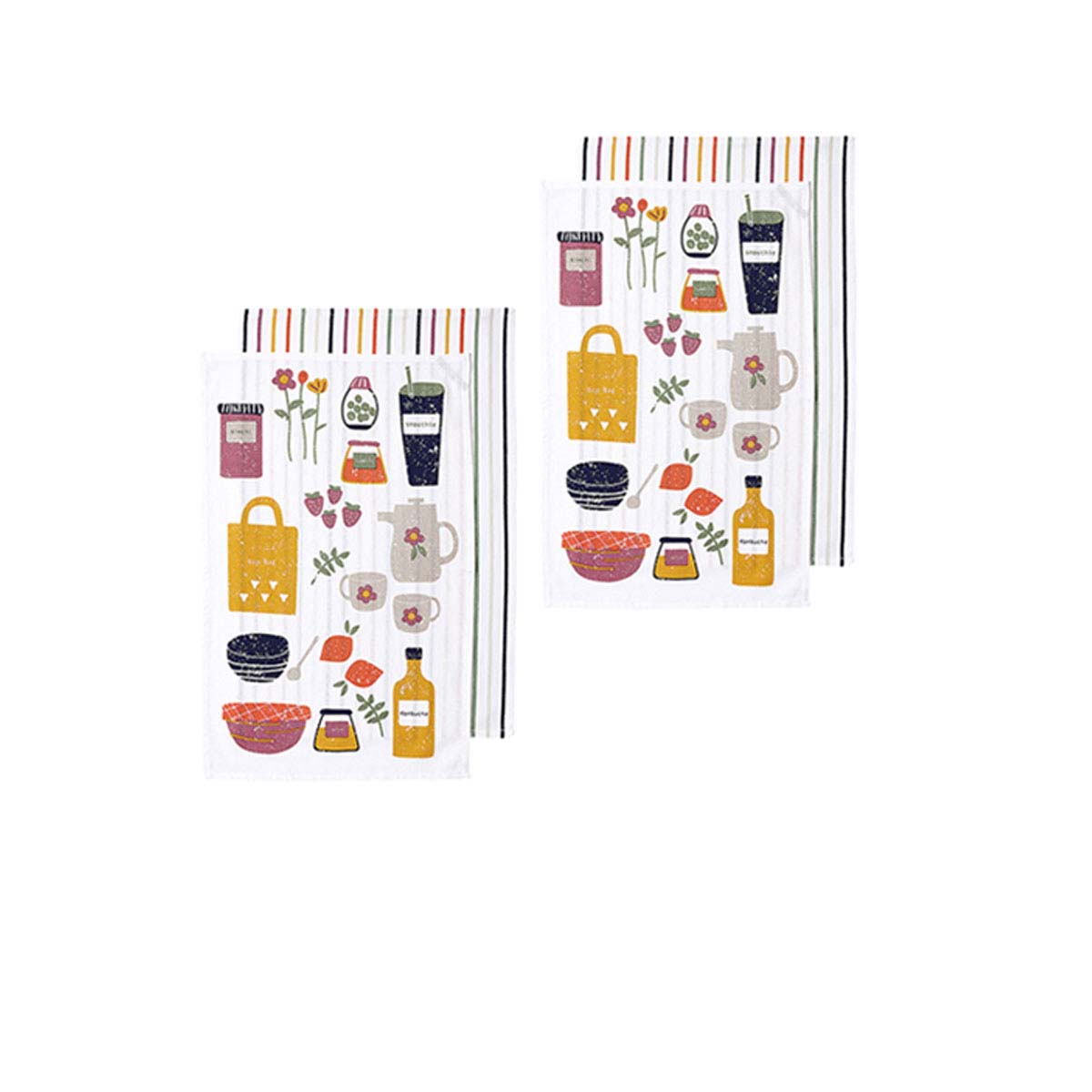 Ladelle Sunday Market Set of 4 Cotton Kitchen Towels Yellow Multi