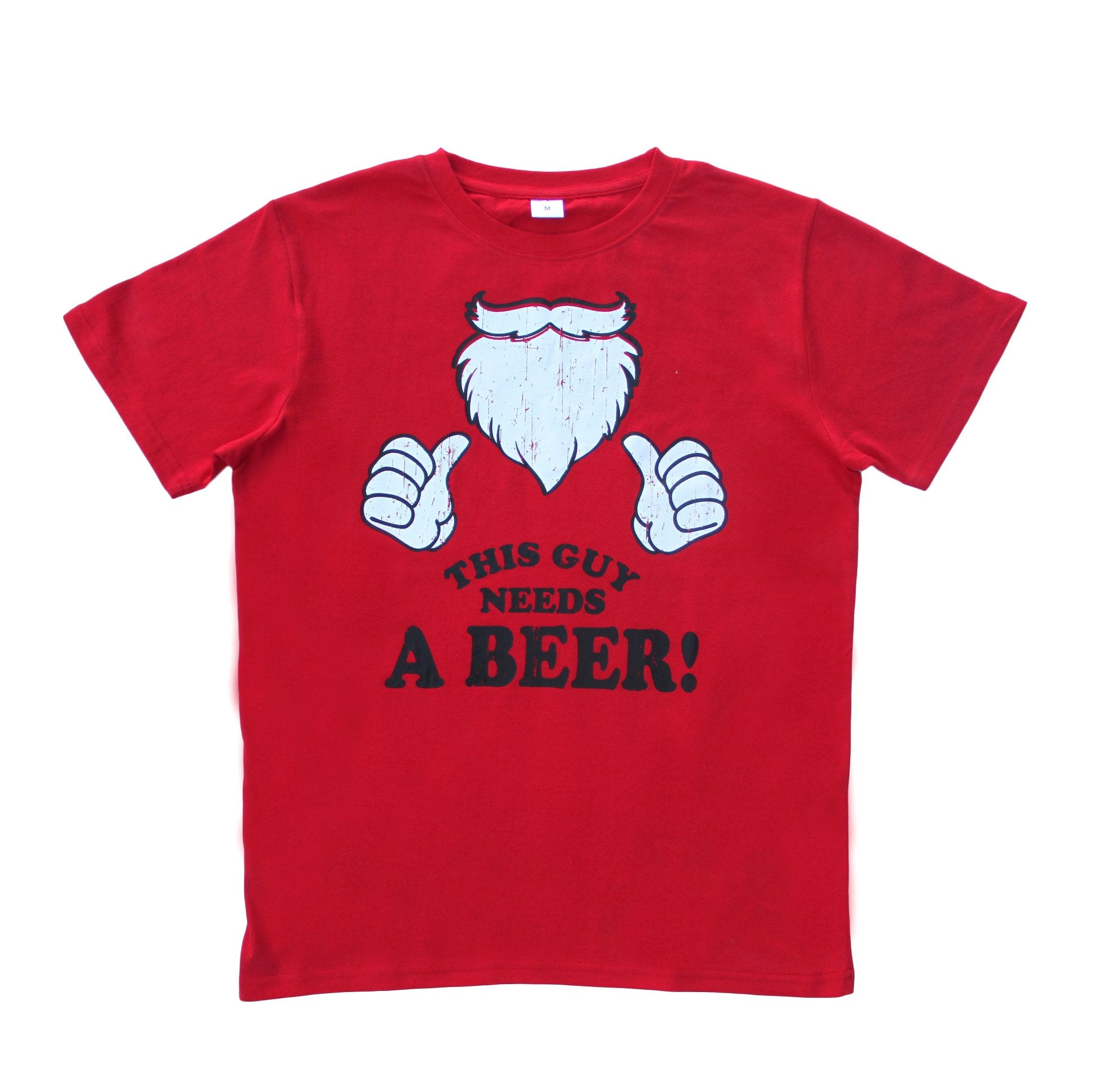 New Funny Adult Xmas Christmas T Shirt Tee Mens Womens 100% Cotton Jolly Ugly, This Guy Needs a Beer!, M