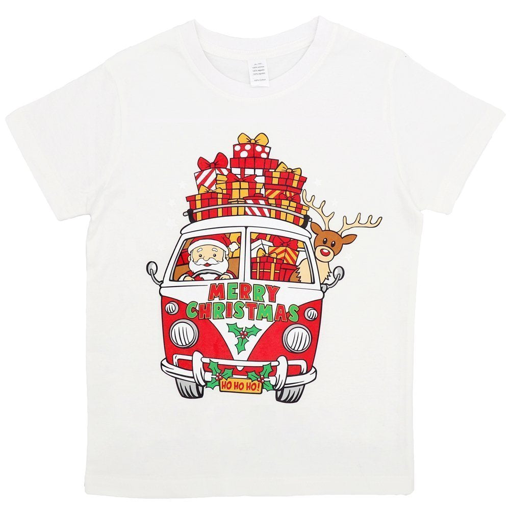 Funny Adult Xmas Christmas T Shirt 100% Cotton Santa Drive Kombi (White), M