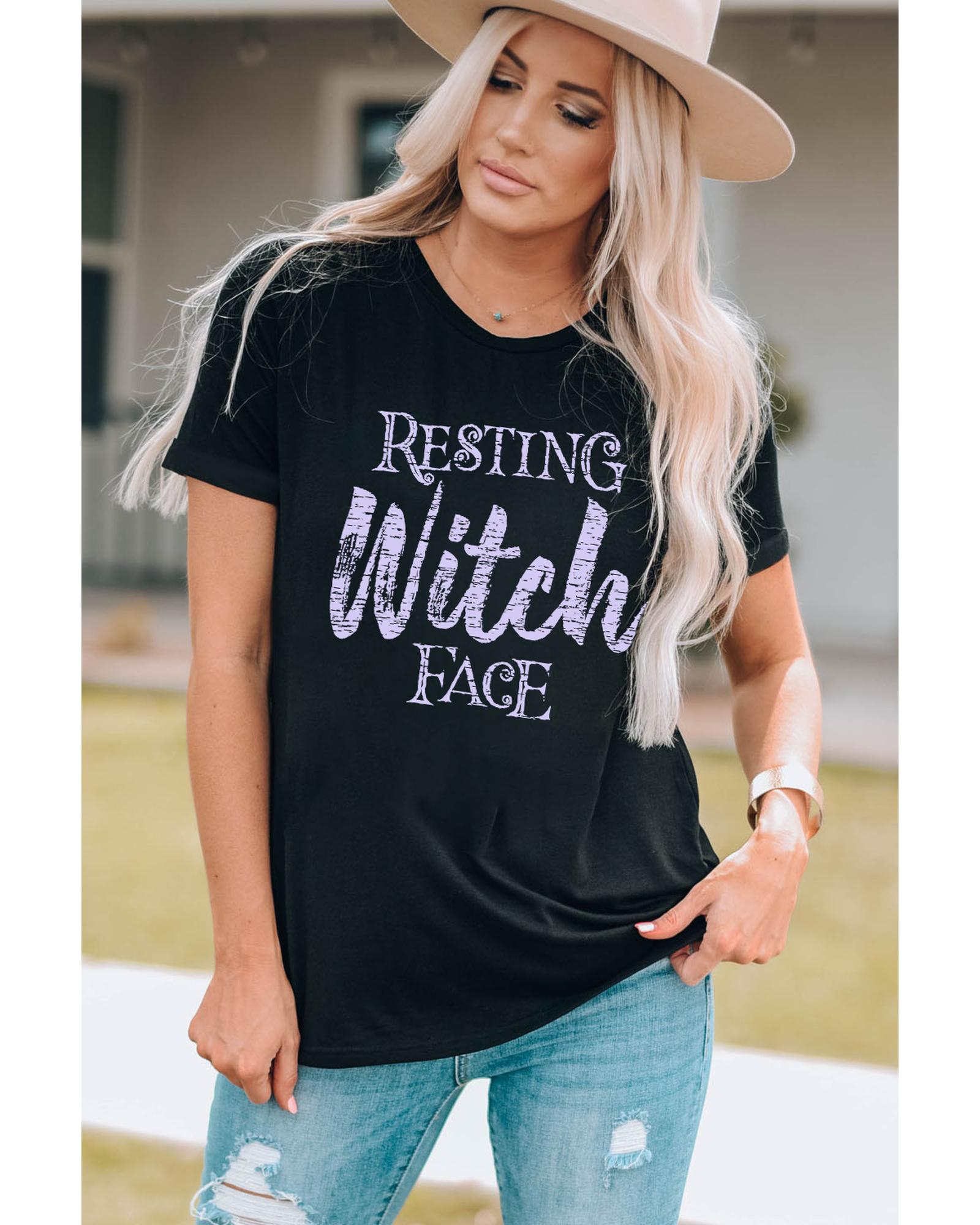 Azura Exchange Resting Witch Face Graphic Tee - S