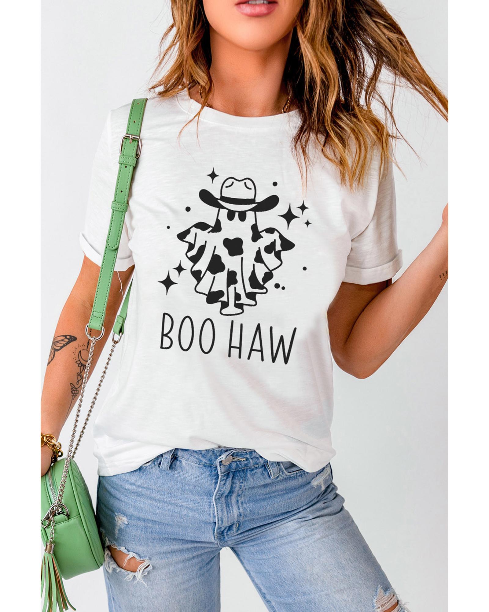 Azura Exchange BOO HAW Graphic Crew Neck Tee - L