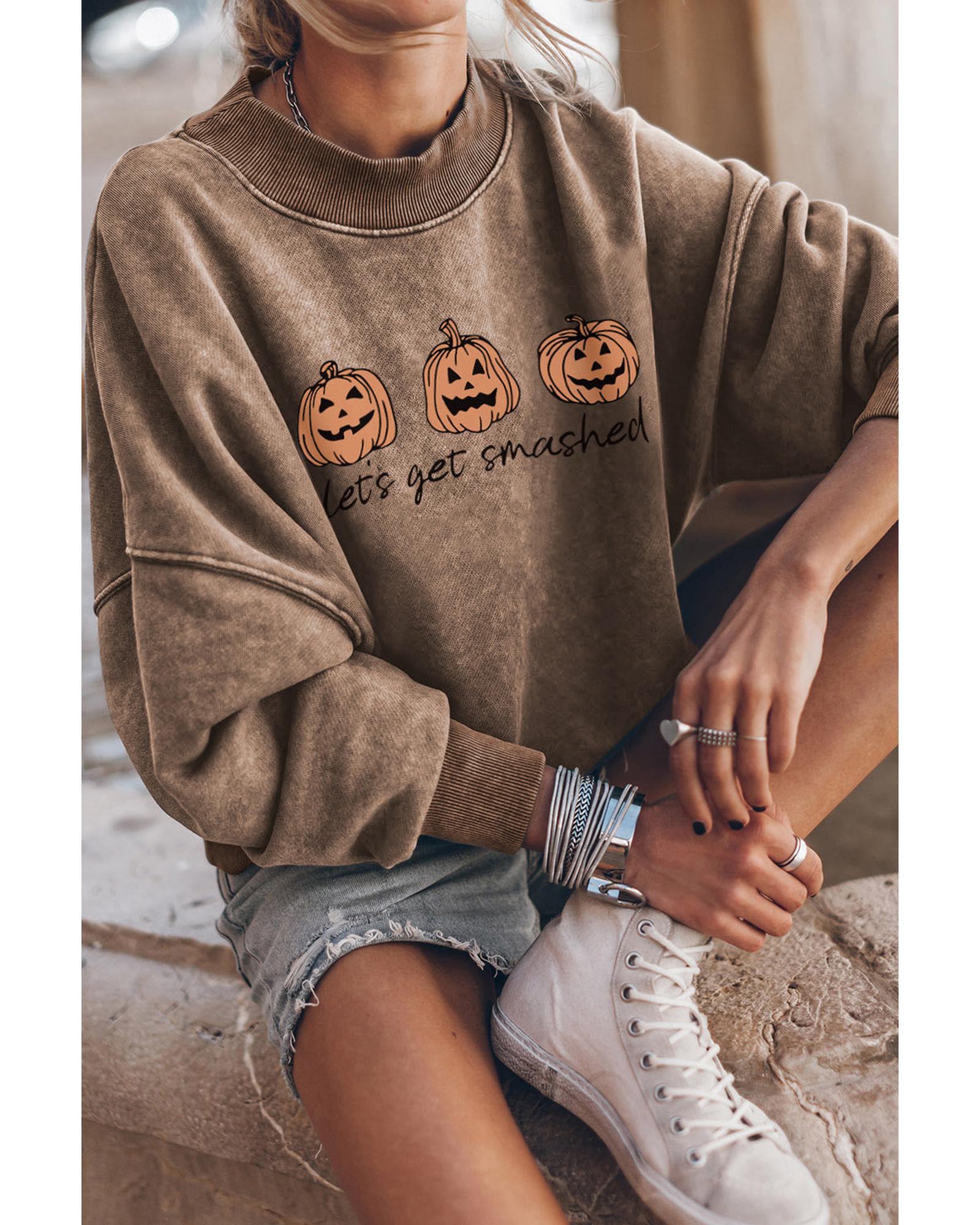 Azura Exchange Lets Get Smashed Halloween Pumpkin Graphic Sweatshirt - S