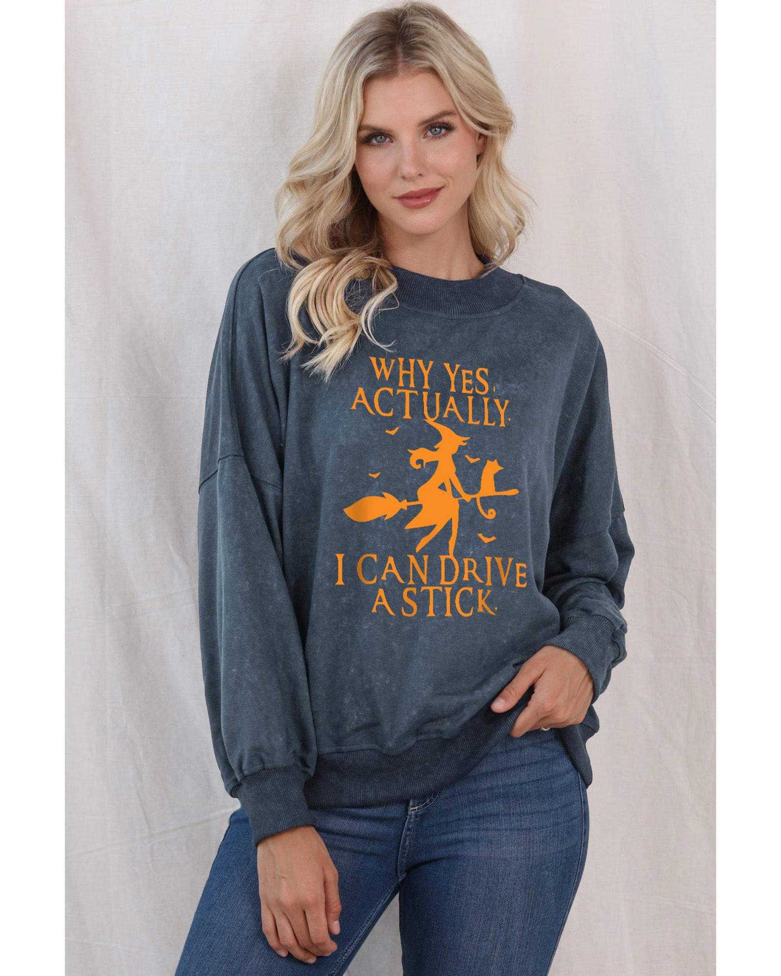 Azura Exchange Halloween Letter Graphic Drop Shoulder Sweatshirt - L