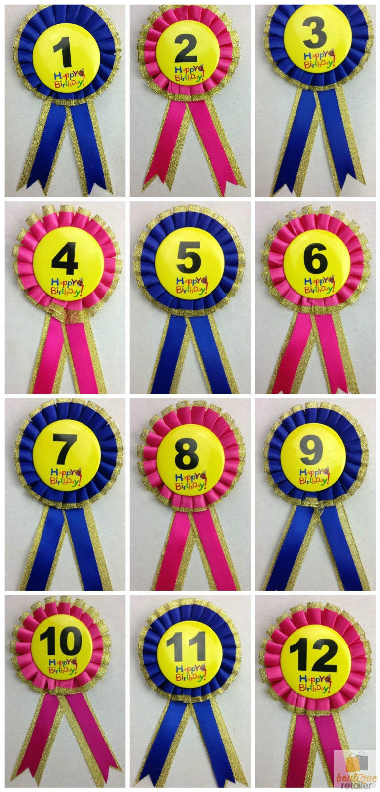 BIRTHDAY BADGE Party Favour Award Rosette Fancy Dress Girls Boys Childrens Kids -