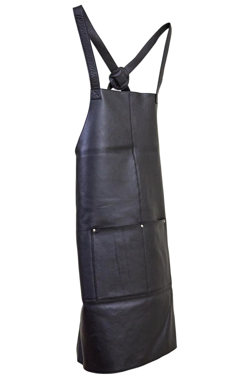 Pierre Cardin Professional Leather Apron Butcher Woodwork Hairdressing Barber Chef - Black