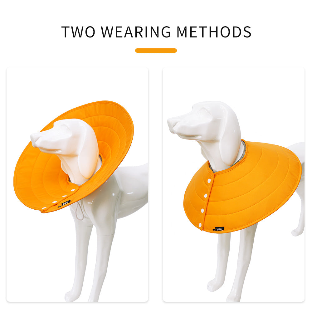 Pet Dog Cat Elizabethan Collar Nylon Adjustable Cone Mesh Recovery Orange-M