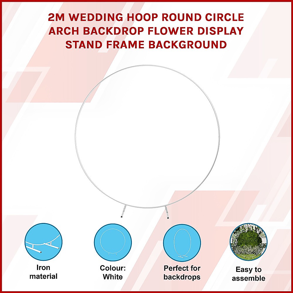 2M Wedding Hoop Round Circle Arch Backdrop Flower Display Stand Frame Background