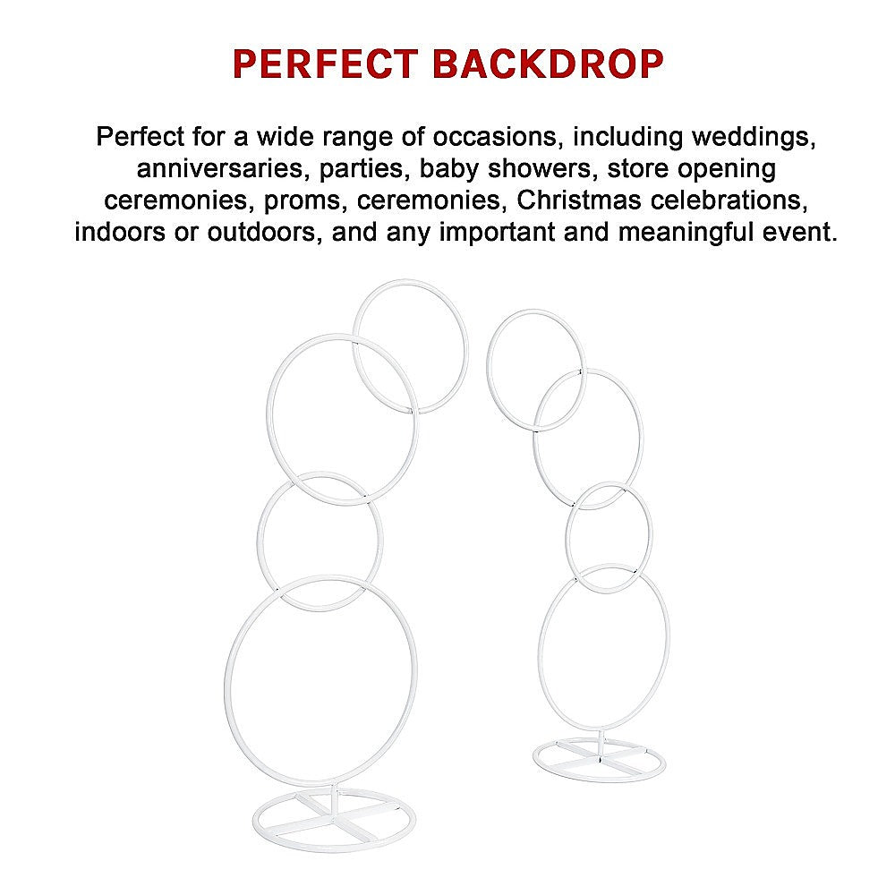 2pcs Round Wedding Arch Backdrop Rings Loops Flower Balloon Lawn Row Stand