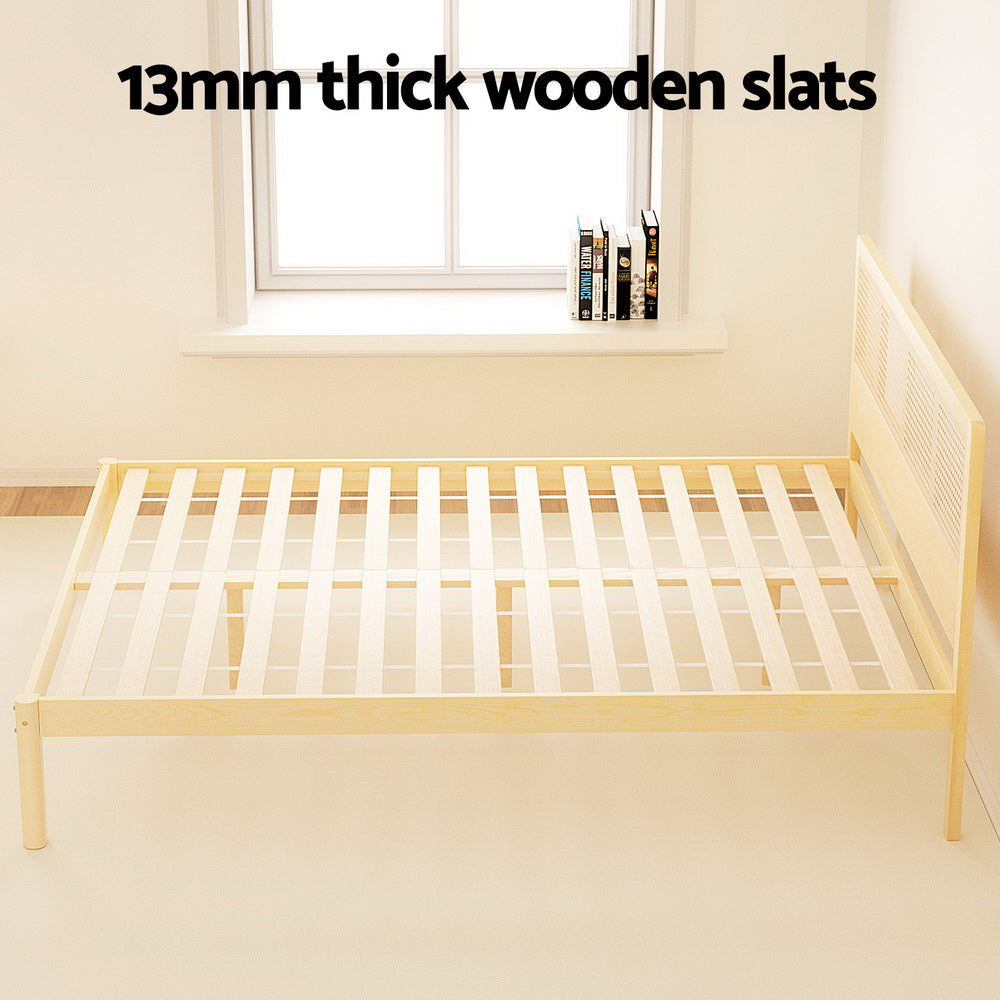 Artiss Bed Frame Queen Size Rattan Wooden RITA