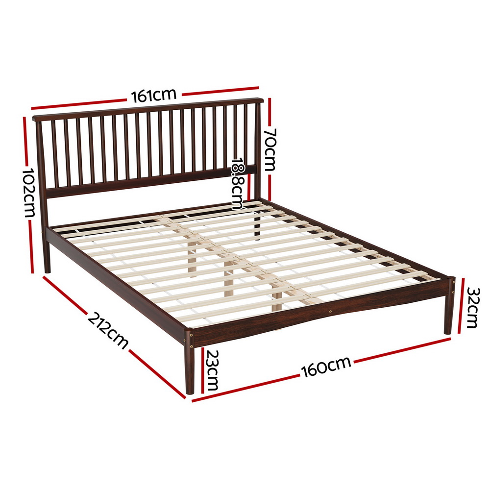 Artiss Bed Frame Queen Size Wooden Base Mattress Platform Timber Walnut VISE