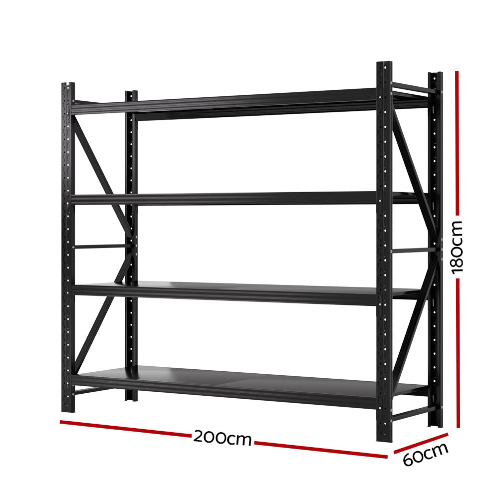 Giantz 2Mx1.8M Garage Shelving Warehouse Rack Pallet Racking Storage Shelf Black