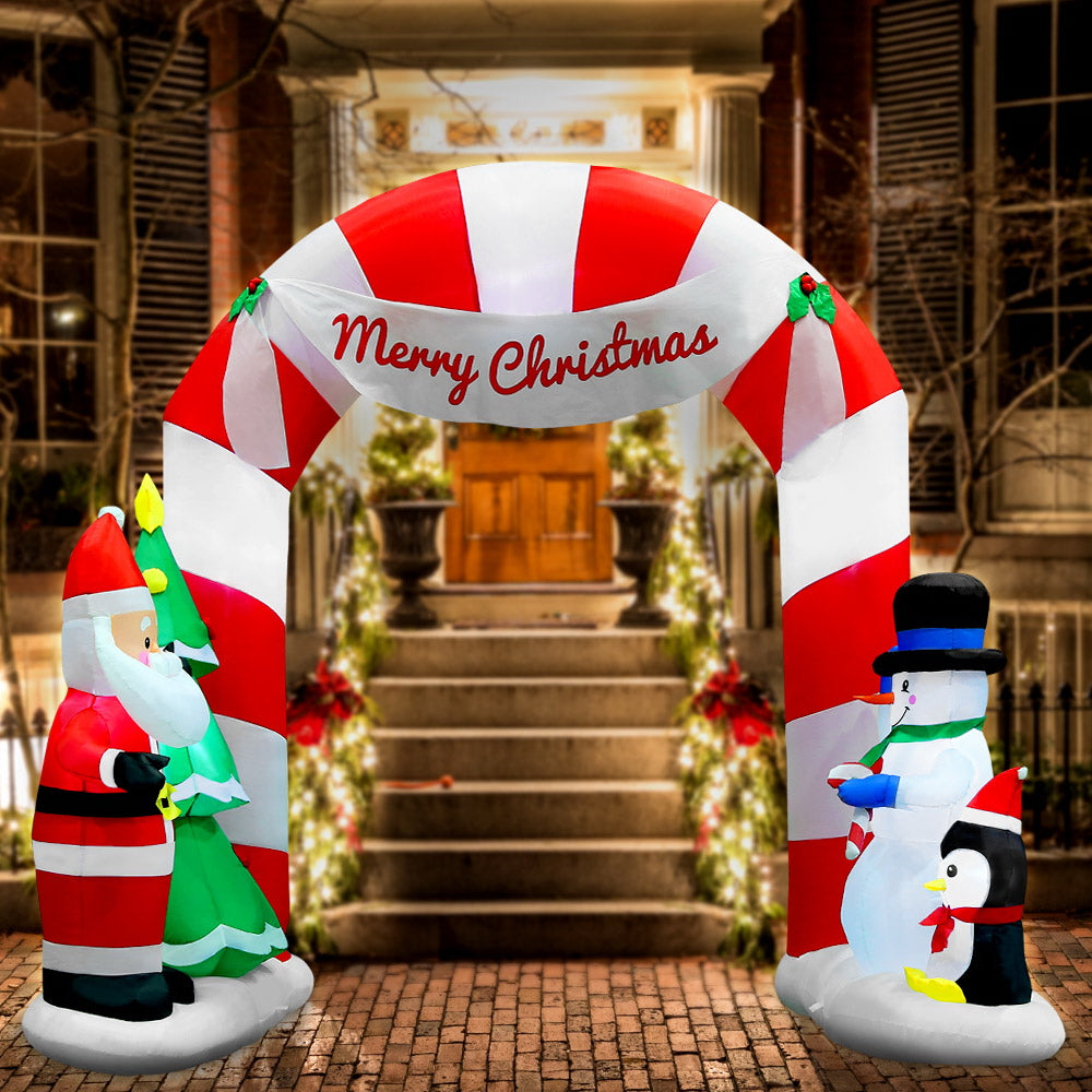 Jingle Jollys Christmas Inflatable Archwary Santa 3M Illuminated Decorations