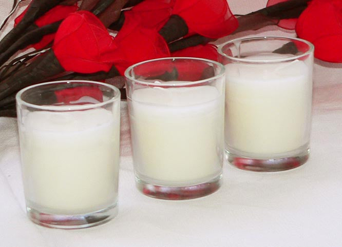 10 White Wax Clear Glass Holder Votive Candle - Wedding Event Centrepiece Table Decoration