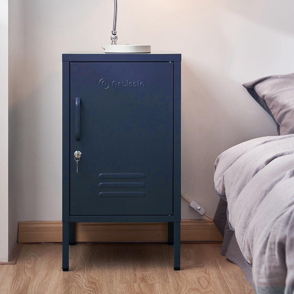 ArtissIn Bedside Table Metal Cabinet - Blue