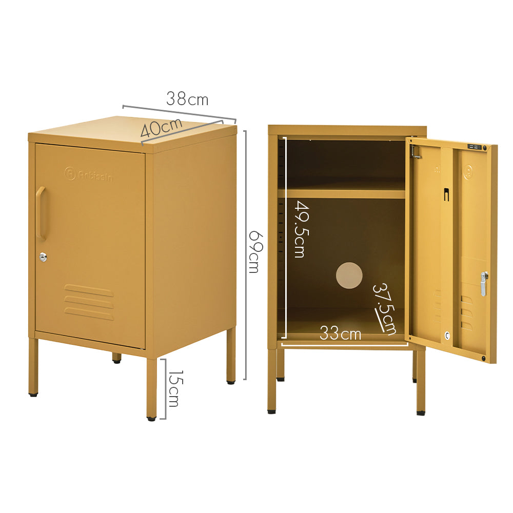 ArtissIn Bedside Table Metal Cabinet - Yellow