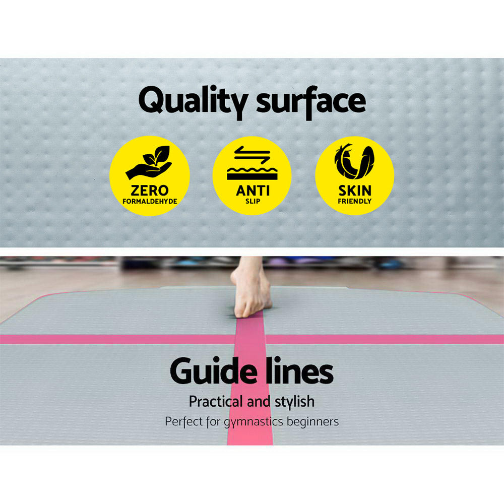 Everfit 3m x 1m Air Track Mat Gymnastic Tumbling Pink and Grey