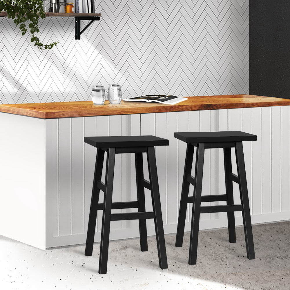 Artiss Bar Stools Kitchen Counter Stools Wooden Chairs Black x2