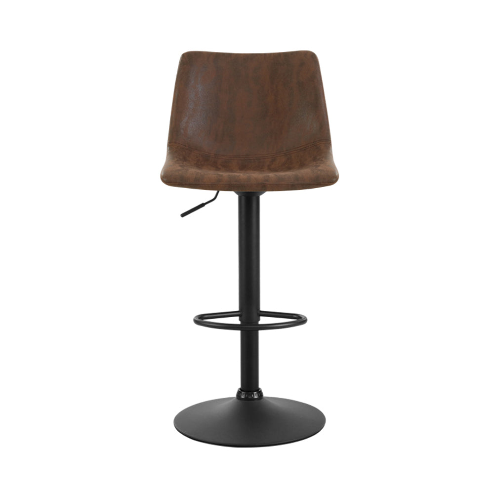 Artiss 2x Bar Stools Vintage Leather Swivel Gas Lift Brown