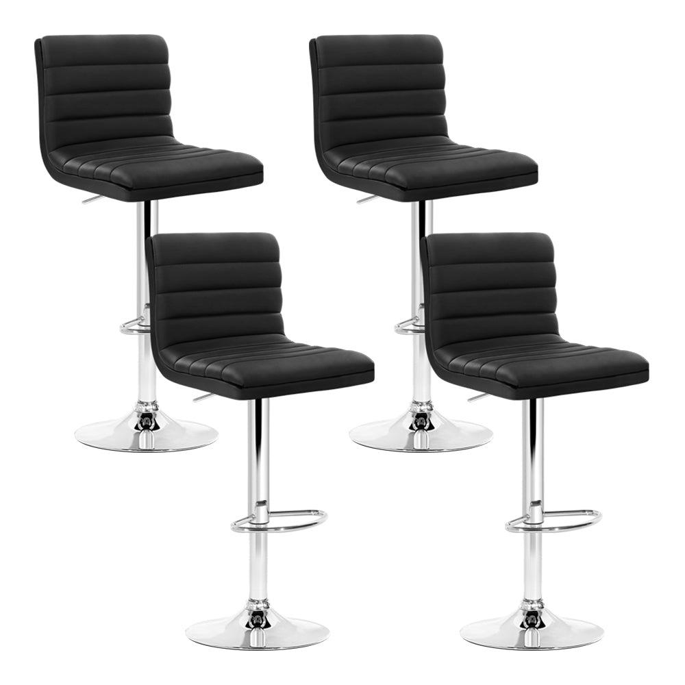 Artiss 4x Bar Stools Padded Leather Gas Lift Black