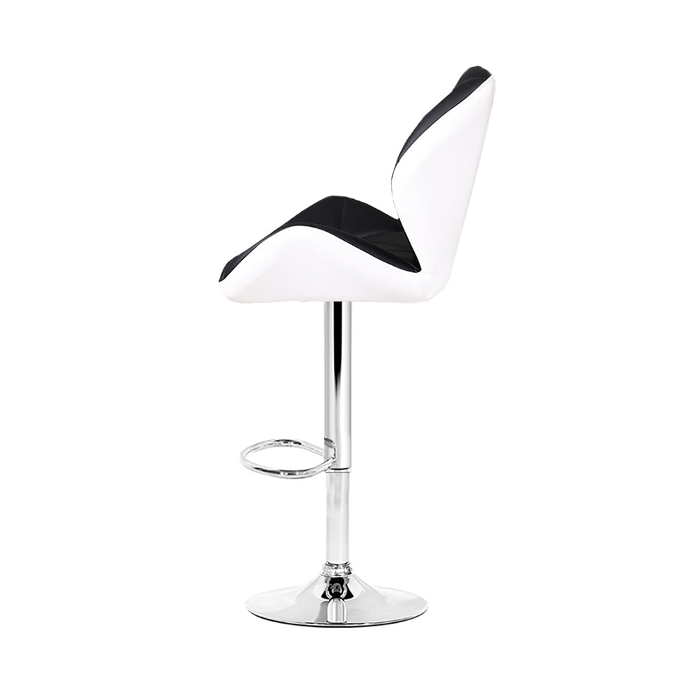 Artiss 2x Bar Stools Gas Lift Padded Leather Black & White