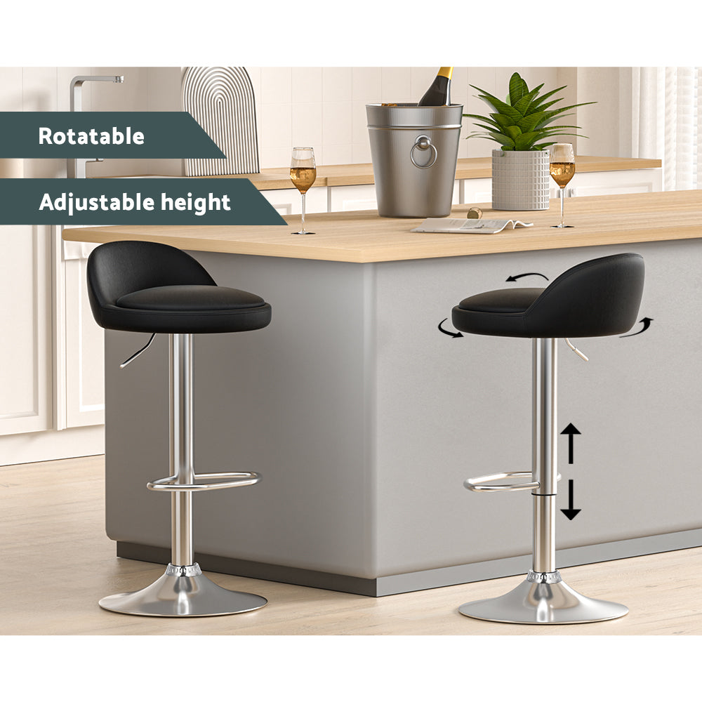 Artiss 2x Bar Stools PU Leather Gas Lift Black