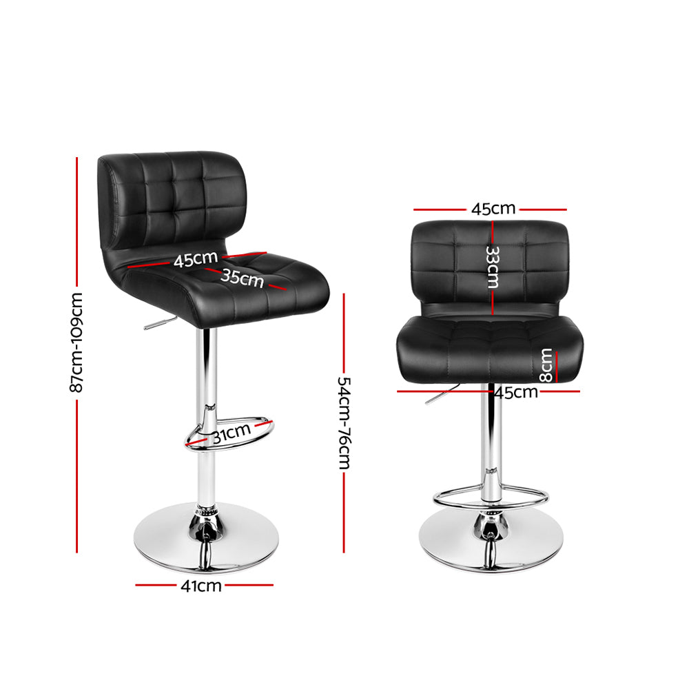 Artiss 4x Bar Stools Gas Lift Leather Padded Black