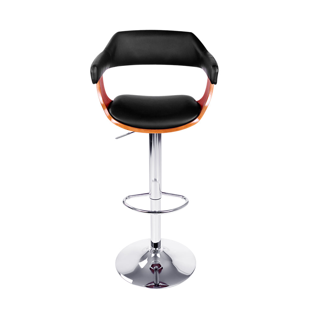 Artiss Bar Stools Gas Lift Leather w/Armrest Black