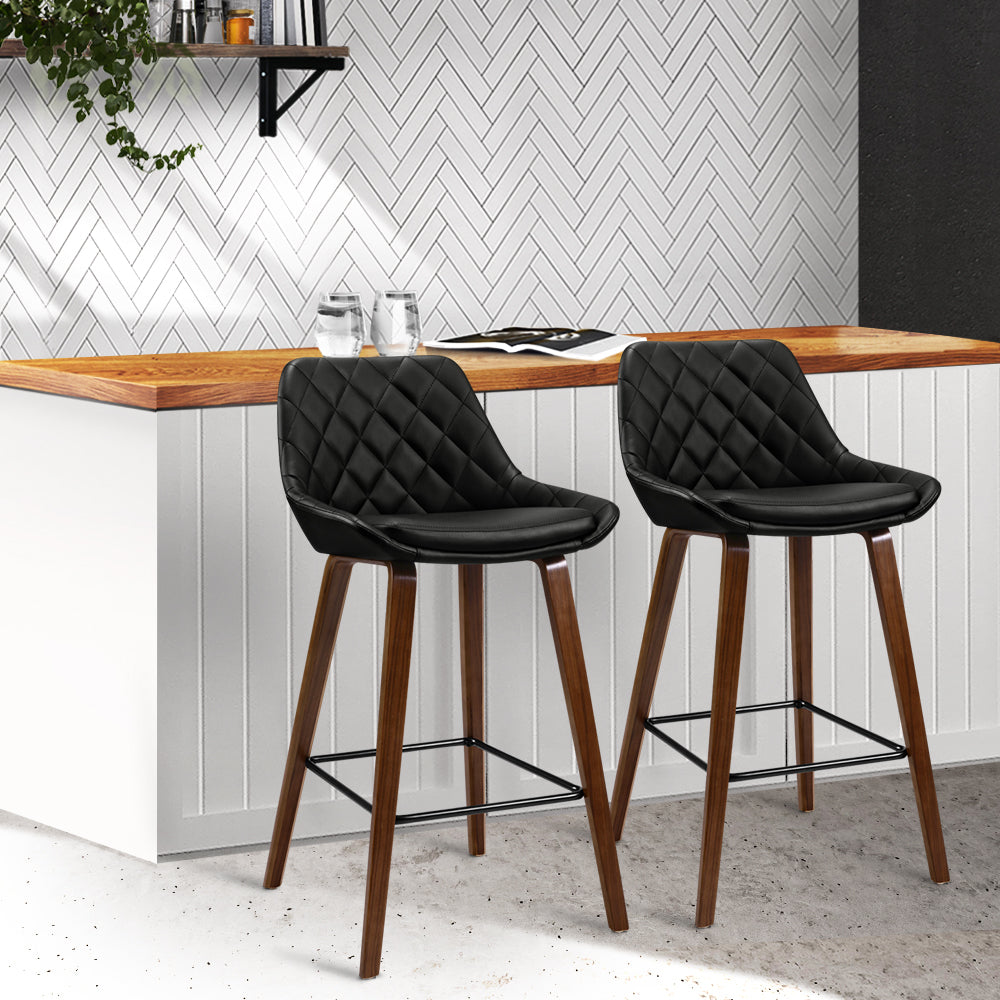 Artiss 2x Bar Stools PU Seat Wooden