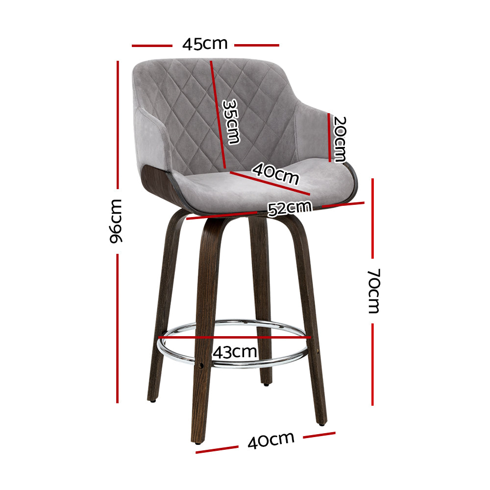 Artiss Bar Stools Swivel Velvet Padded Wooden