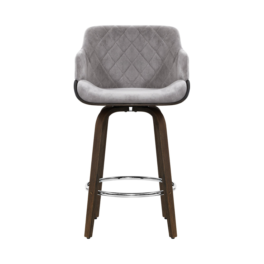 Artiss 2x Bar Stools Swivel Velvet Padded Wooden