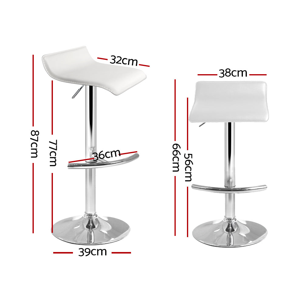 Artiss 4x Bar Stools Adjustable Gas Lift Chairs White