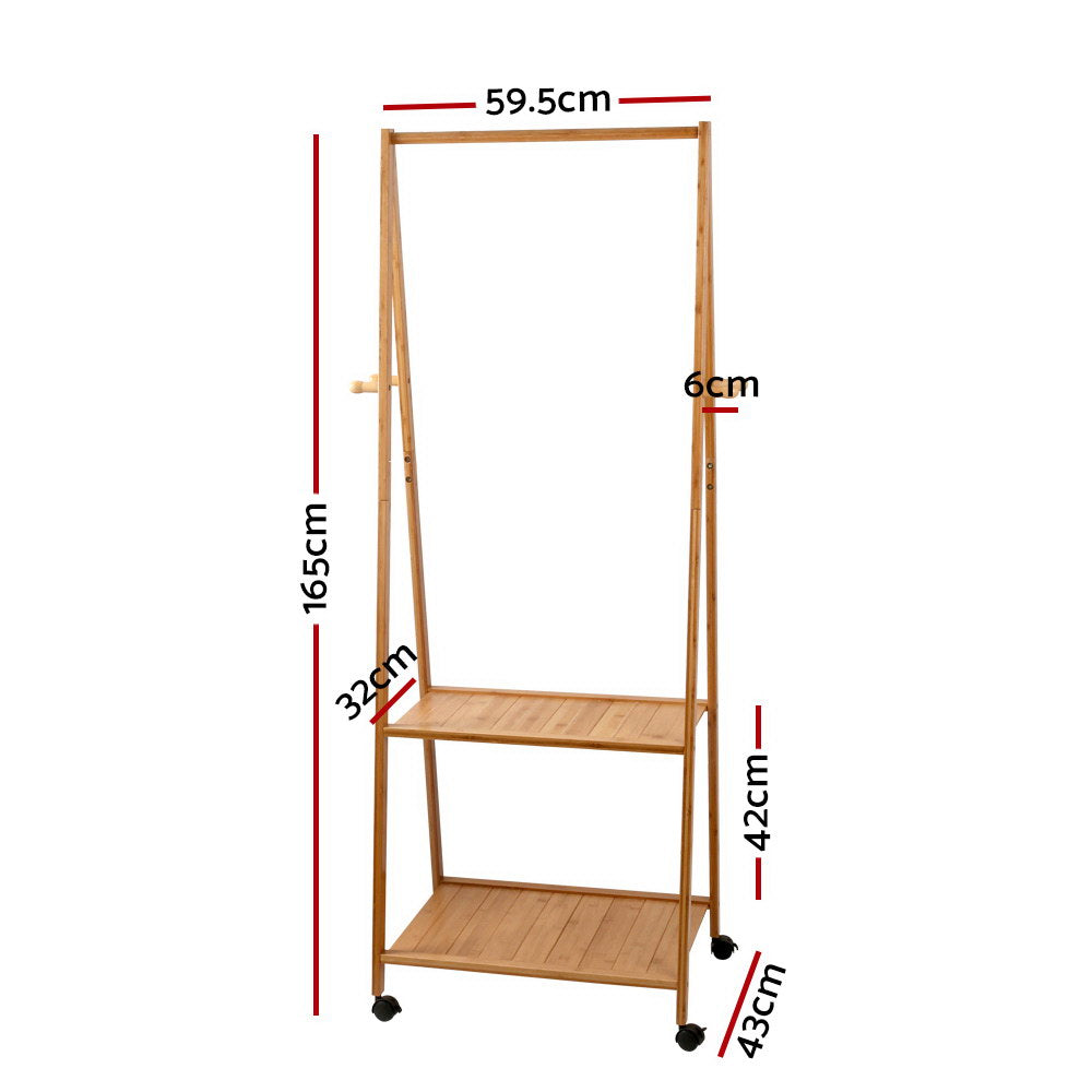 Artiss Clothes Rack Coat Stand 165x59cm Hanger Wheels