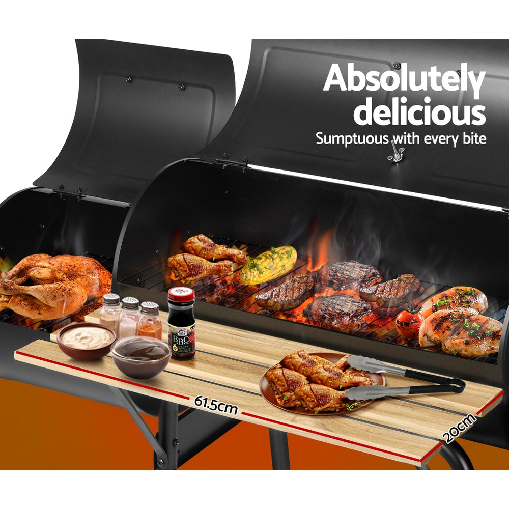 Grillz BBQ Grill 2-In-1 Offset Charcoal Smoker