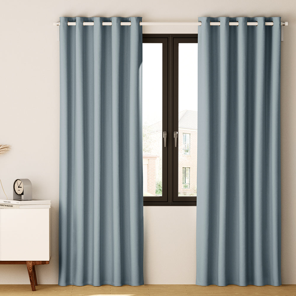 Artiss 2X Blockout Curtains Eyelet 180x213cm Grey Shine