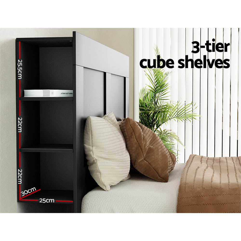 Artiss Bed Head Headboard Queen with Shelves - CABI Black