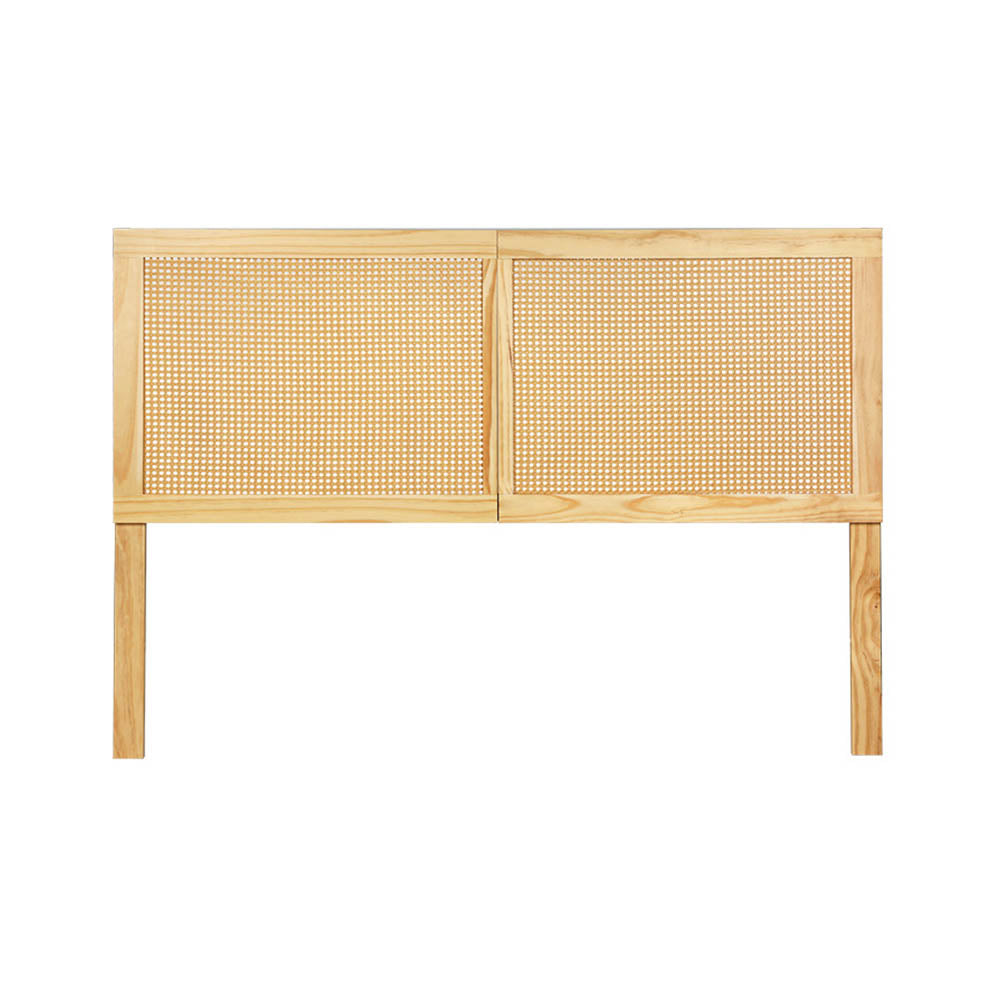 Artiss Bed Head Headboard Queen Rattan - RIBO Pine