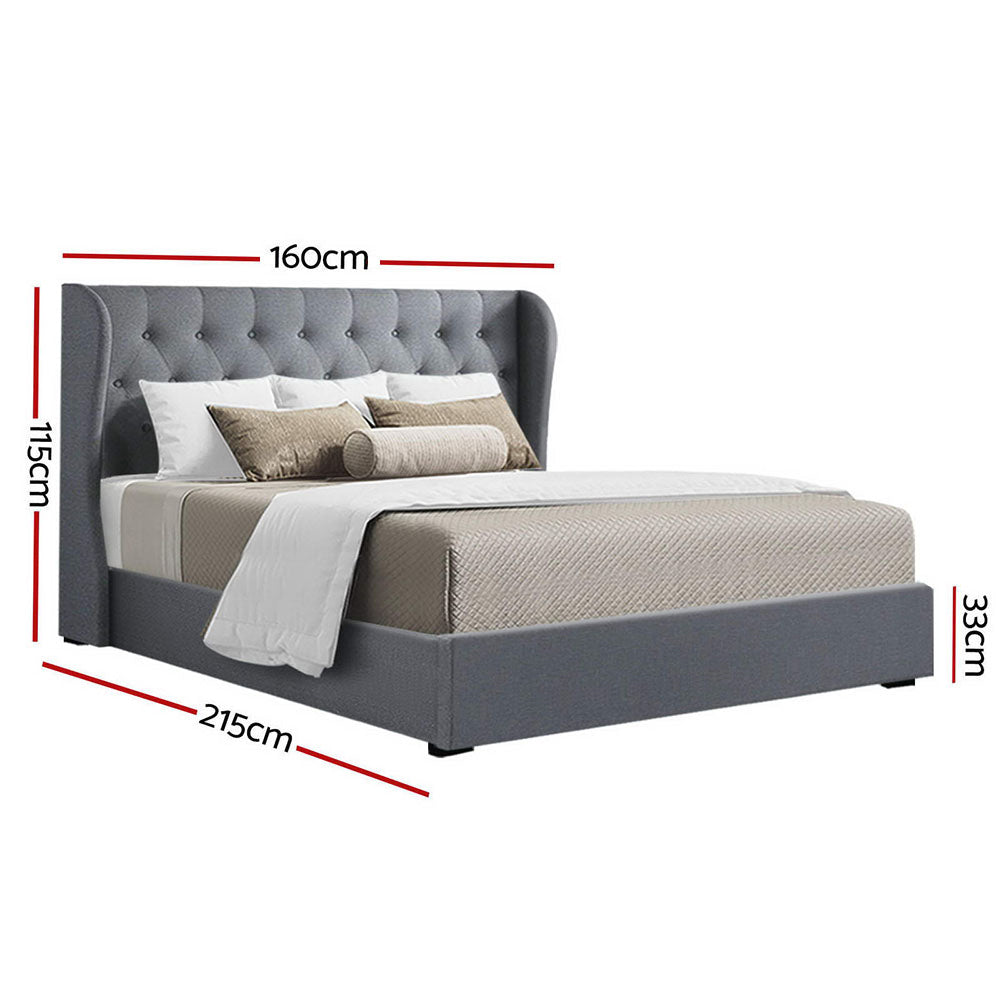 Artiss Bed Frame Queen Size Gas Lift Grey ISSA