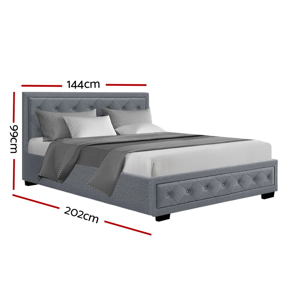 Artiss Bed Frame Double Size Gas Lift Grey TIYO