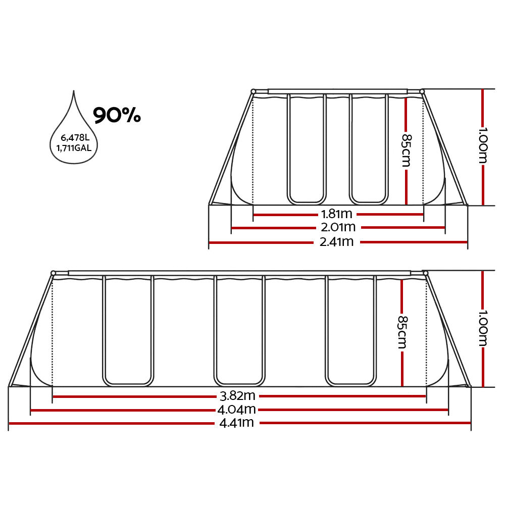 Bestway Swimming Pool 404x201x100cm Steel Frame Above Ground Pools Filter Pump Ladder 6478L