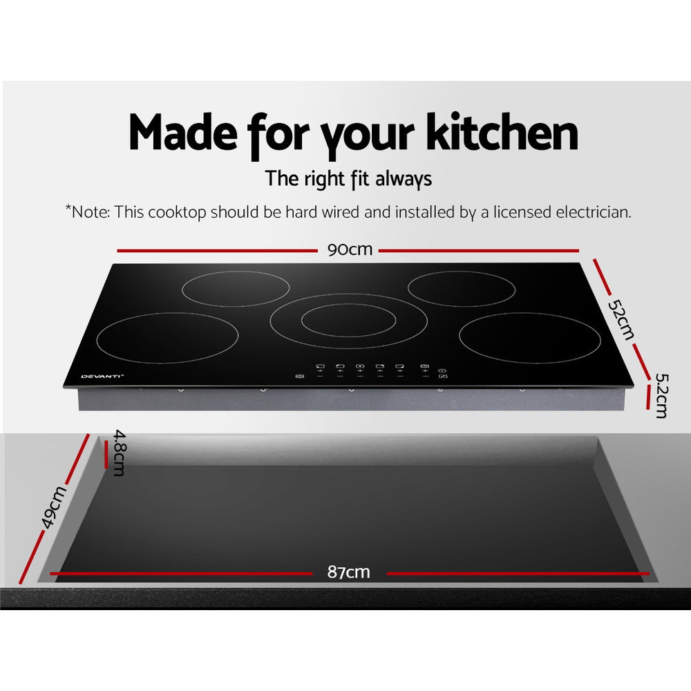 Devanti Electric Ceramic Cooktop 90cm