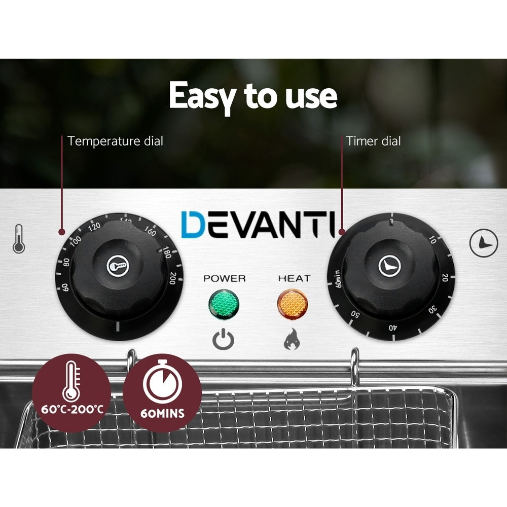 Devanti 10L Electric Commercial Deep Fryer Single Basket 2200W