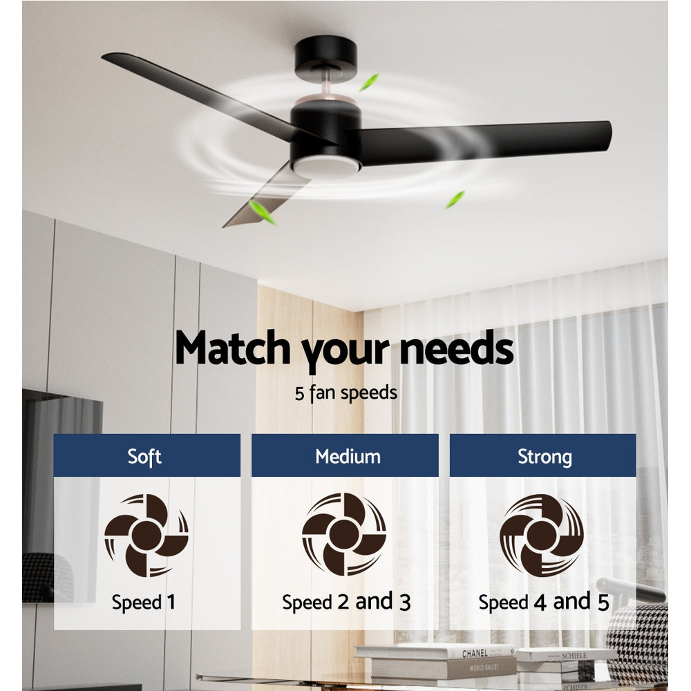 Devanti 52'' Ceiling Fan DC Motor w/Light w/Remote - Black