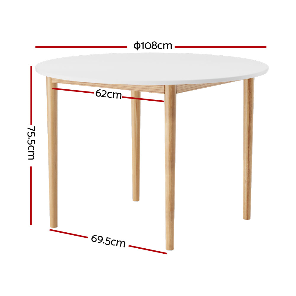 Artiss Dining Table Round White 108CM Diameter Demi