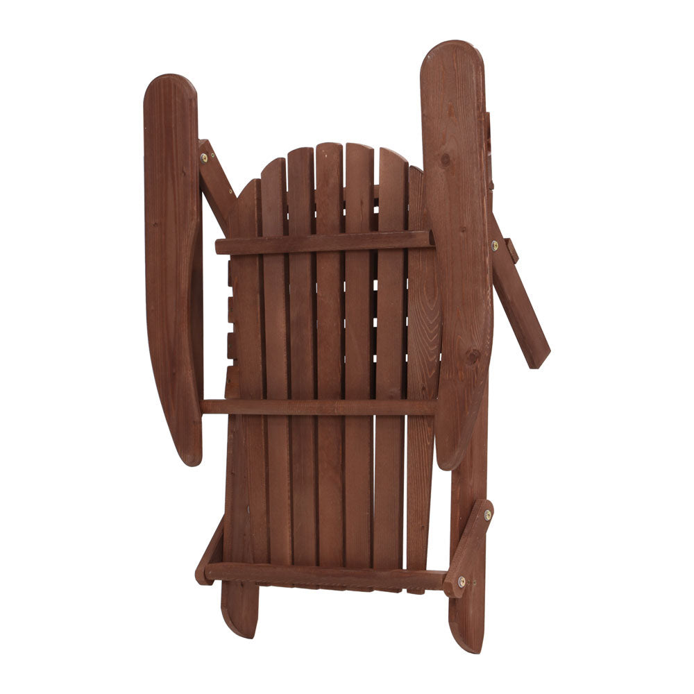 Gardeon Adirondack Outdoor Chairs Wooden Foldable Beach Chair Patio Furniture Brown