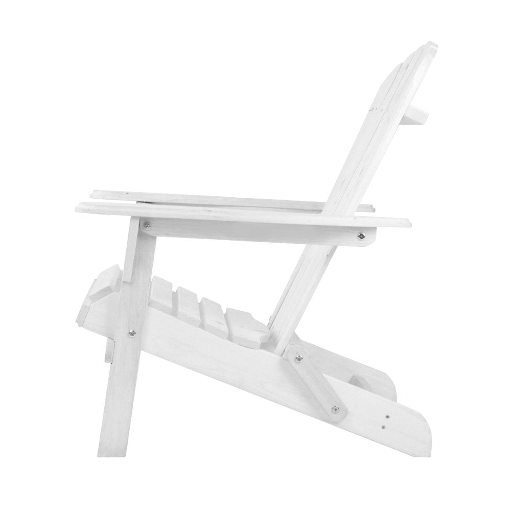 Gardeon Adirondack Outdoor Chairs Wooden Foldable Beach Chair Patio Furniture White