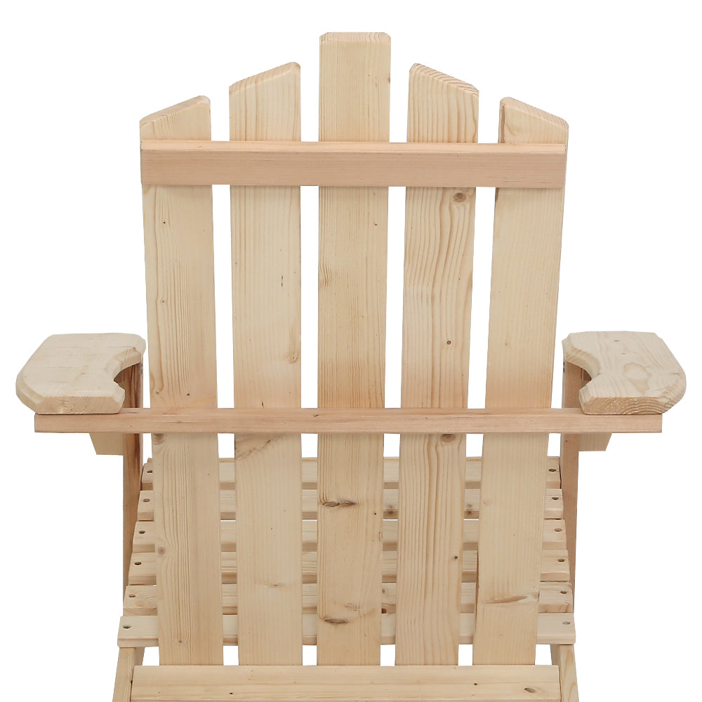 Gardeon Adirondack Outdoor Chairs Wooden Beach Chair Patio Furniture Garden Natural