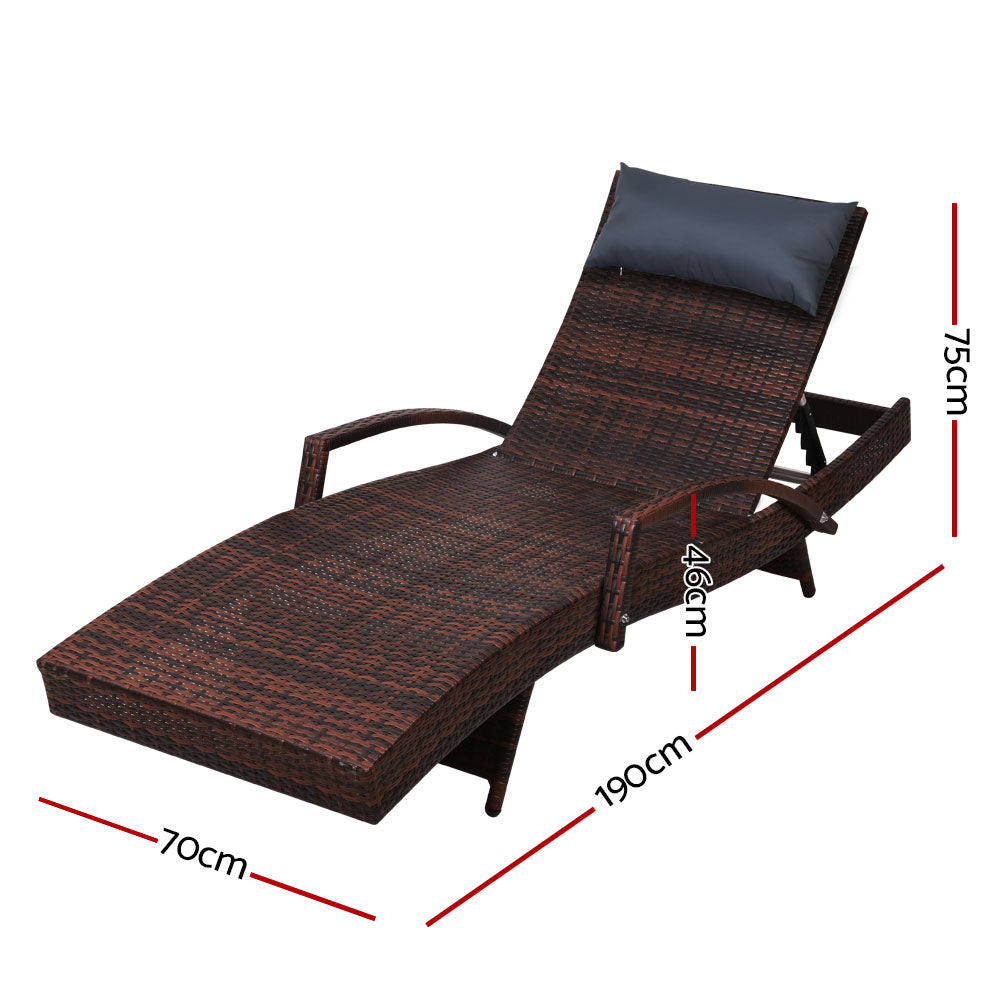 Outdoor Sun Lounge Furniture Day Bed Wicker Pillow Sofa Set