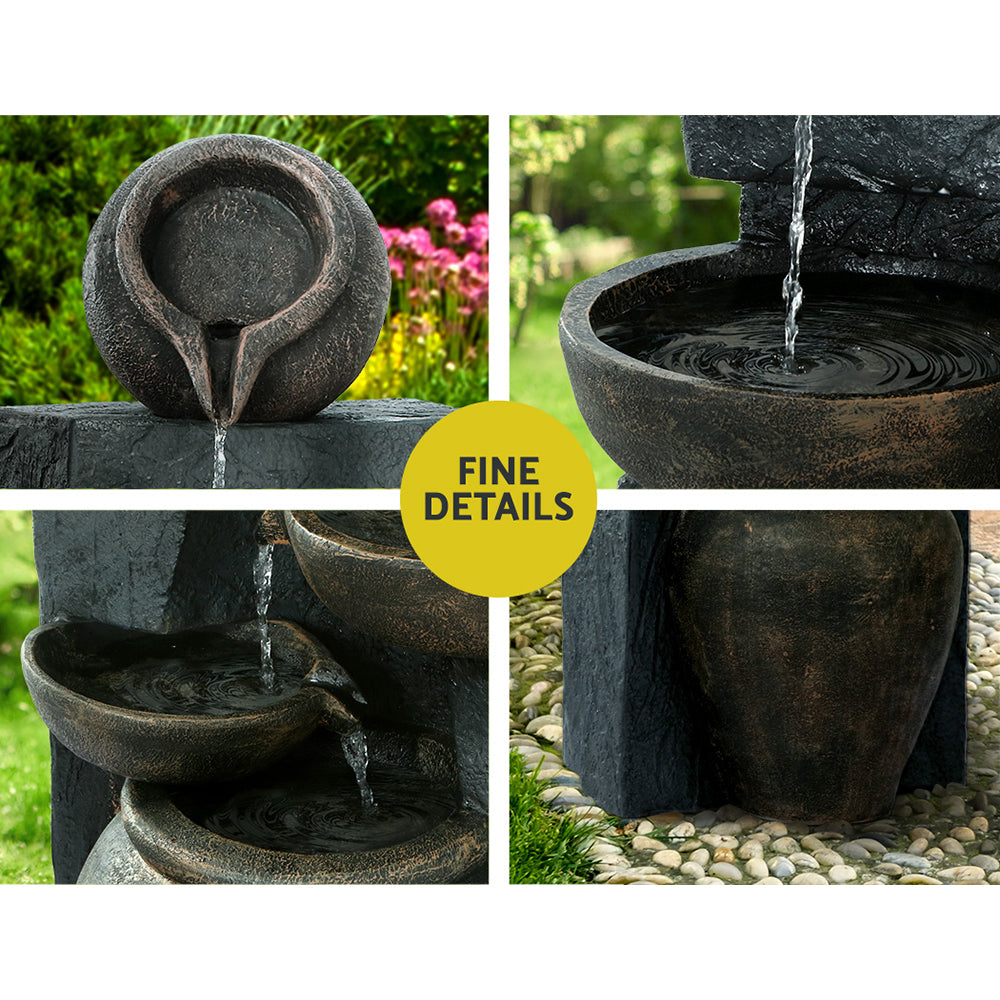 Gardeon Solar Water Feature Cascading Fountain 5 Tiered Bowl Bird Bath 99CM