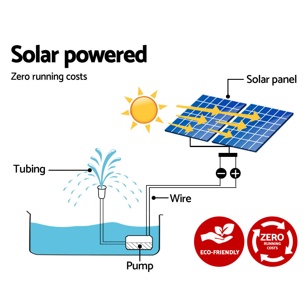 Gardeon Solar Pond Pump Submersible Water Fountain Kit with 2 Panels 7.2FT